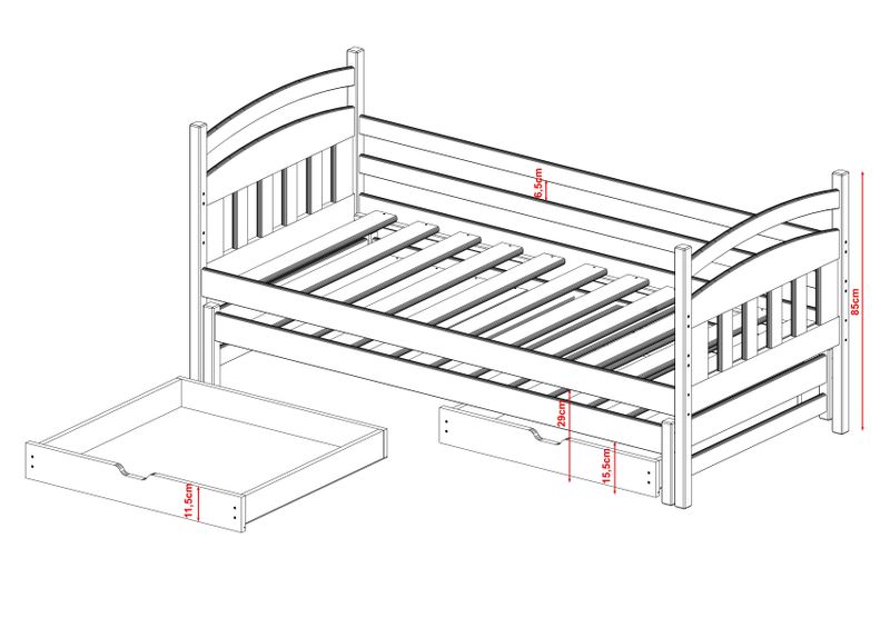 ŁÓŻKO PIĘTROWE GALAXY 80X170 WYSUWANE ŁÓŻKO DZIECKO zdjęcie 2