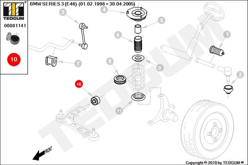 BMW 3 E46 TULEJA WAHACZA PRZEDNIEGO TYLNA E46 na Arena.pl
