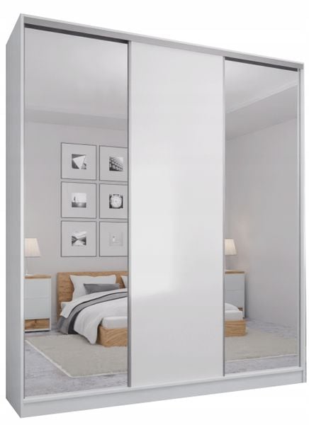 SZAFA PRZESUWNA 230 x 250 3D MAX BIAŁA + 2 LUSTRA zdjęcie 1