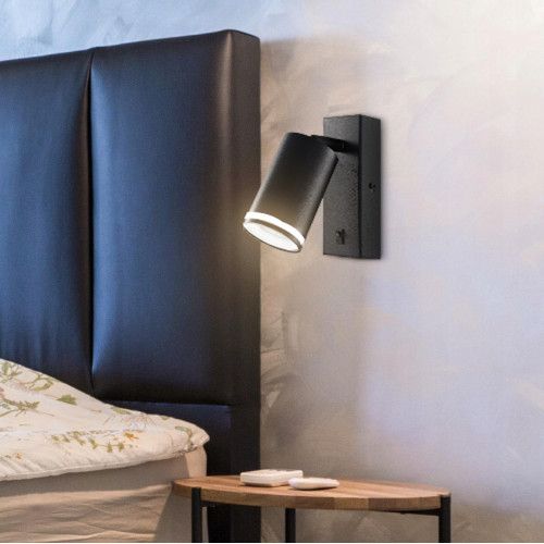 KINKIET ŚCIENNY LED GU10 CZARNY MAT CZYTANIE IP20 WŁĄCZNIK na Arena.pl