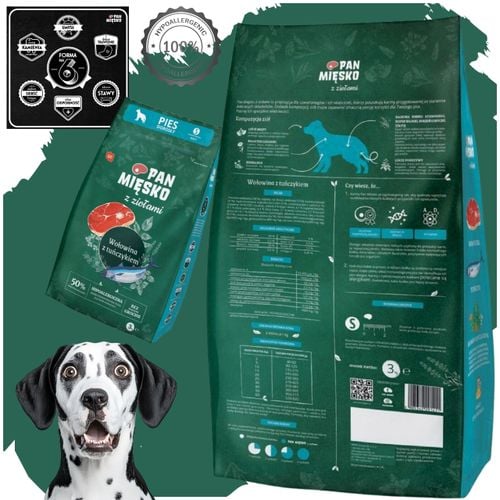 sucha karma dla psa wołowina tuńczyk zioła pan mięsko hipoalergiczna s 3 kg na Arena.pl