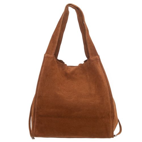 VERA PELLE torebka damska zamszowa shopper z saszetką na ramię V683 camel na Arena.pl