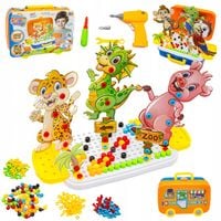 Zestaw Konstrukcyjny Kreatywna Mozaika Układanka ZOO Klocki Wkrętarka 251 E