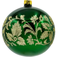 Bombka okrągła z ornamentem: zielona