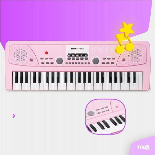 Keyboard dla dziewczynki 49 klawiszy akumulator/ mikrofon KD49P Max różowy na Arena.pl