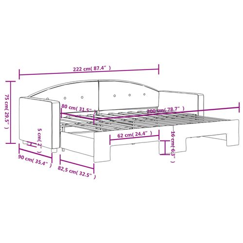 Sofa rozsuwana, czarna, 80x200 cm, aksamit na Arena.pl