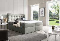 Stylowe łóżko kontynentalne z pojemnikiem na pościel do sypialni FOCUS szare 160x200