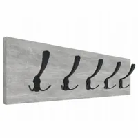 WIESZAK ŚCIENNY NA UBRANIA LOFTOWY 5 MOCNYCH HAKÓW 65x20CM BETON JASNY