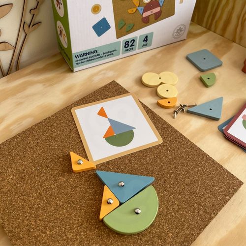 WOOPIE GREEN Drewniana Przybijanka z Młotkiem Układanka 20 wzorów 82 el. na Arena.pl