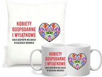 Zestaw PODUSZKA i KUBEK z nadrukiem KGW kobiety gospodarne i wyjątkowe