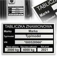 TABLICZKA ZNAMIONOWA GRAWEROWANA ZASTĘPCZA PRZYCZEPY GRAWER GRATIS