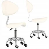 Taboret kosmetyczny fryzjerski z oparciem hoker siodło SPA mobilny