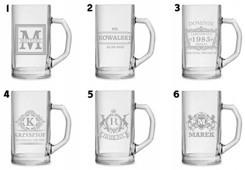 Duży kufel do piwa na prezent z grawerem 640ml logo tekst urodziny na Arena.pl