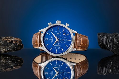 zegarek męski giewont chronograph sapphire brązowo niebieski gw6310-a5 na Arena.pl