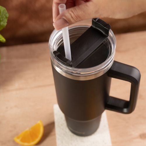 stalowy kubek termiczny termos 1100ml z rączką i słomką klausberg kb-7942 na Arena.pl