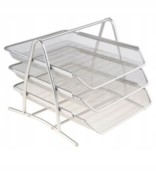 Organizer z szufladami półka na dokumenty metal Net 3A srebrna plus gratis zdjęcie 3