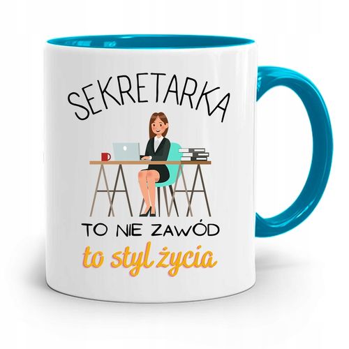 Kubek Błękitny Prezent Dla Sekretarki Styl Życia Z Nadrukiem Ze Zdjęciem na Arena.pl