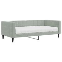 Sofa z materacem do spania, jasnoszara, 90x190 cm, aksamit