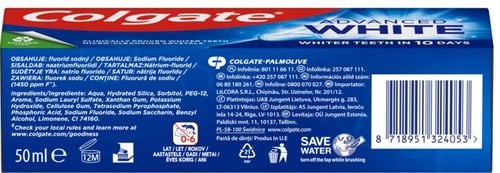 COLGATE ADVANCED WHITE PASTA DO ZĘBÓW WYBIELAJĄCA MINI 50 ML na Arena.pl