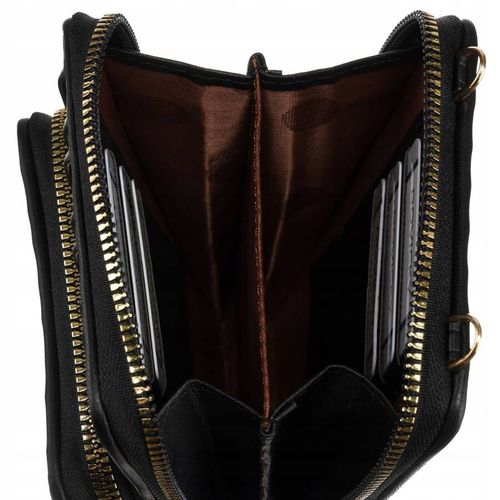 torebka-portfel ze skóry ekologicznej w czarnym kolorze z modnym na Arena.pl