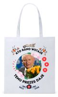 Śmieszny Pis Kaczyński Torba Eco Biała Shopper Z Nadrukiem Ze Zdjęciem