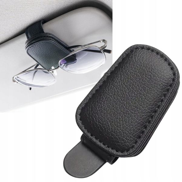 1 Szt. Uchwyt Samochodowy TSG-145 Na Okulary Klips Skórzany zdjęcie 1