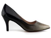 Czarno złote niskie szpilki ombre brokat 36