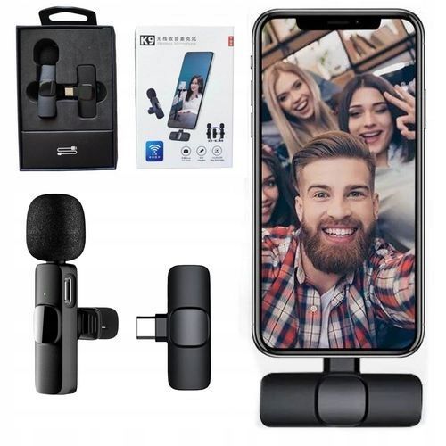 2xMIKROFON KRAWATOWY BEZPRZEWODOWY PRZYPINANY USB-C Lightning do IPhone 2w1 zdjęcie 12