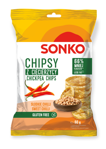 Sonko Chipsy z ciecierzycy o smaku słodkiego chili 60 g na Arena.pl