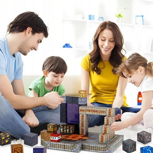 KLOCKI MAGNETYCZNE MINECRAFT KLOCKI SZEŚCIANY 100 KLOCKÓW + 1 FIGURKA MOCNE na Arena.pl