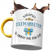 Kubek Żółty Dla Telemarketera Najlepszy Na Prezent Z Nadrukiem Ze Zdjęciem