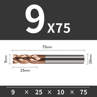 Frez TiSiN 4 ostrza Z-4 do stali nierdzewnej do 55HRC Roz. Ø9x25x10Dx75L