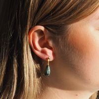 Kolczyki - Serafinit kropla w srebrze złoconym