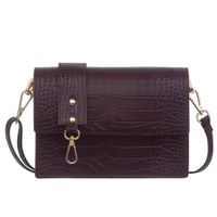 VERA PELLE torebka damska skórzana listonoszka kroko z klapą V587 c.bordowa