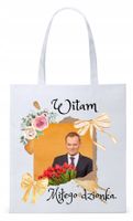 Donald Tusk Platforma Torba Eco Biała Shopper Z Nadrukiem Ze Zdjęciem