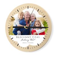 Zegar drewniany ścienny ze zdjęciem prezent na dzień babci i dziadka