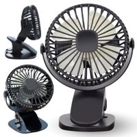 Wentylator z klipsem mini wiatraczek ładowany usb mobilny czarny biurkowy