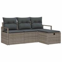 Zestaw Sof na Ogród 4 pcs Szary 175 x 117 x 85 cm Polirattan