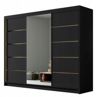 SZAFA PRZESUWNA AMBER VI 250cm z lustrem GARDEROBA - ZŁOTE UCHWYTY