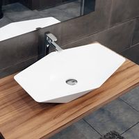 Umywalka nablatowa ceramiczna - biała - DIAMENT 57 x 37 cm