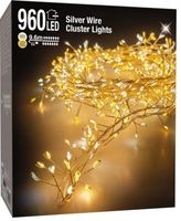 Świąteczne lampki choinkowe na drucie 9,6m 960led, gęste ciepły kolor