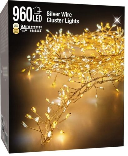 Świąteczne lampki choinkowe na drucie 9,6m 960led, gęste ciepły kolor na Arena.pl