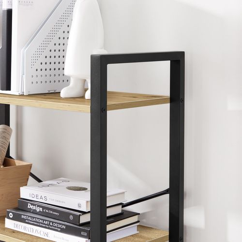 Regał na książki dąb artisan czarny 120 cm 4 półki loftowy na Arena.pl