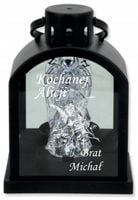 Latarenka LED znicz czarny z grawerem personalizowany napis DLA ROZDEŃSTWA