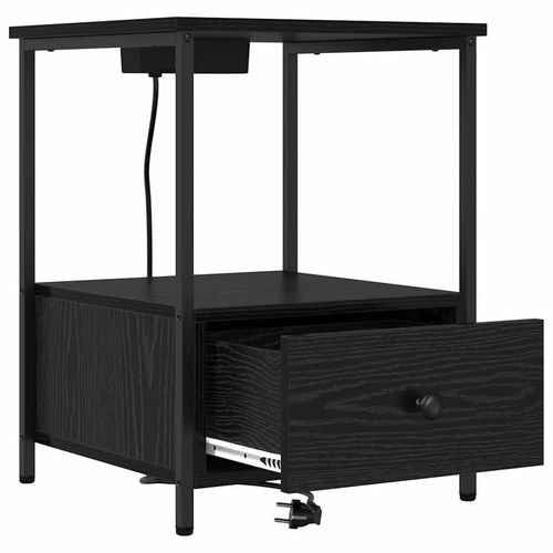 Nocna szafka z stacją ładującą z szufladą 2 pcs Czarny dąb na Arena.pl