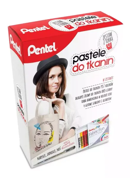 Kredki Pastele do tkanin 7 kol. z torbą PENTEL zdjęcie 1