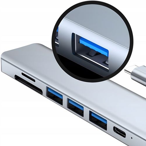 HUB ADAPTER ROZDZIELACZ USB-C 7W1 HDMI USB C 3.0 KART SD MICRO 100W 4K na Arena.pl