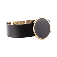 Skórzana, czarna bransoletka z malowanym plasterkiem (B25/LAT/103AU)