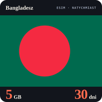 Karta eSIM Internet Bangladesz 5 GB na 30 dni - bez rejestracji