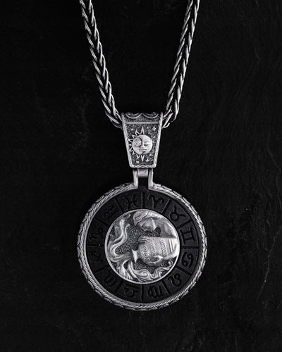 Srebrny wisiorek Znak zodiaku - WODNIK z hebanem na Arena.pl